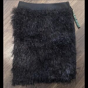 Italian Black Sparkly Tassel Skirt Space Style Concept Couture Swifty Size 42
